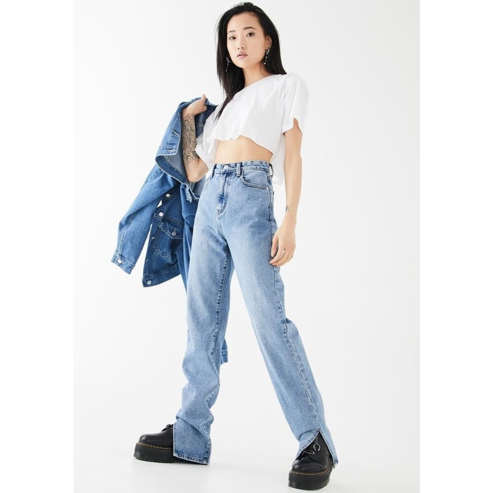 Momokrom Side Slit Hem Vintage Wash Jeans Size 2 NWOT